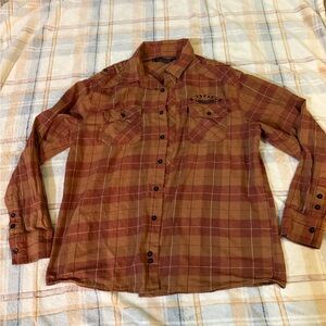 COOGI Brown Plaid Casual Button Down Shirt